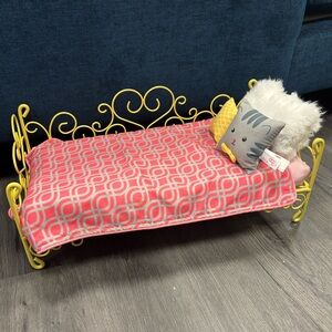Yellow and Pink Doll Bed Set
